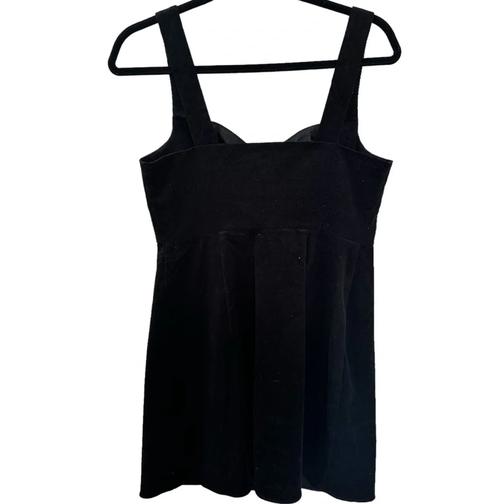 TOPSHOP Corduroy Zip Front Mini Jumper Black Dress in women’s us 6 - Picture 5 of 6